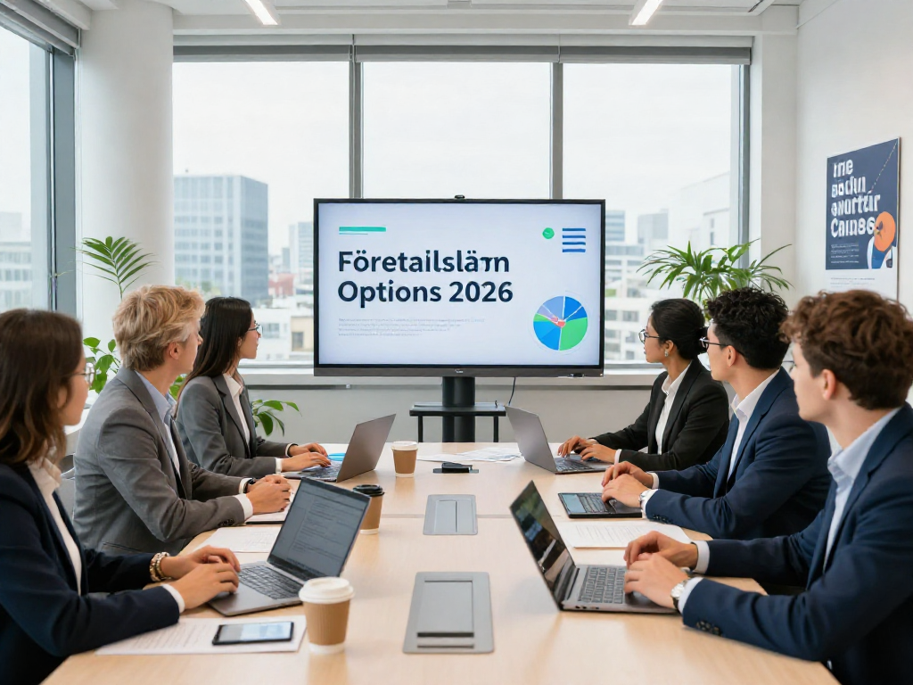 Professionella diskussioner om företagslån i modernt kontor med team kring konferensbordet